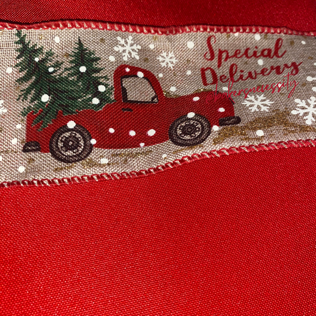 Holiday Special Delivery Wide Wired Christmas Ribbon