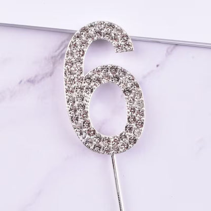 Rhinestone Number Cake Topper