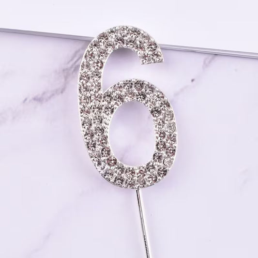 Rhinestone Number Cake Topper