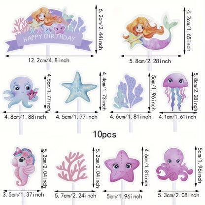 Mermaid Ocean Life Cake Toppers