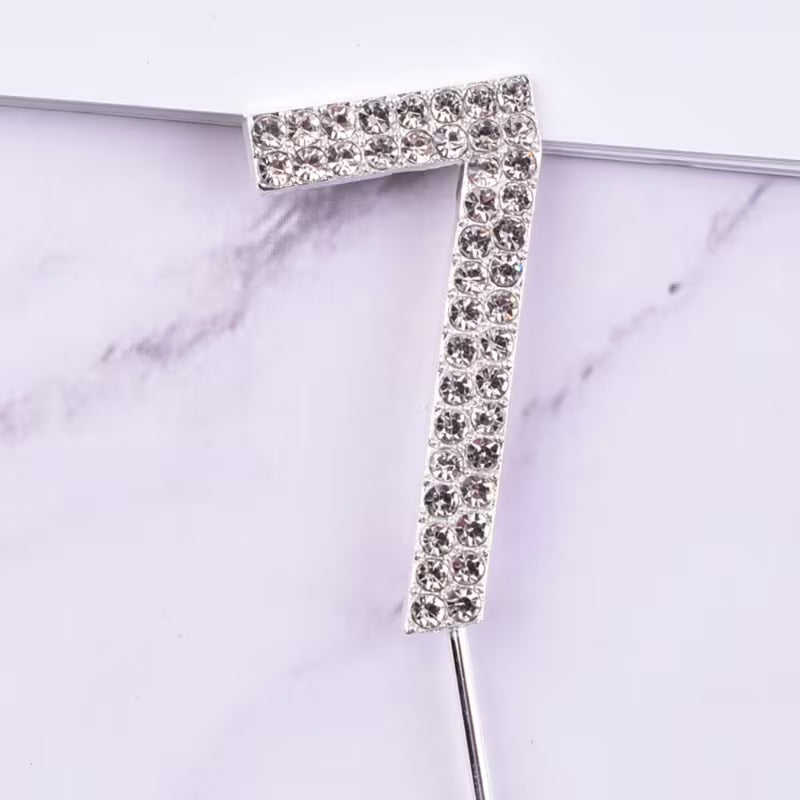 Rhinestone Number Cake Topper