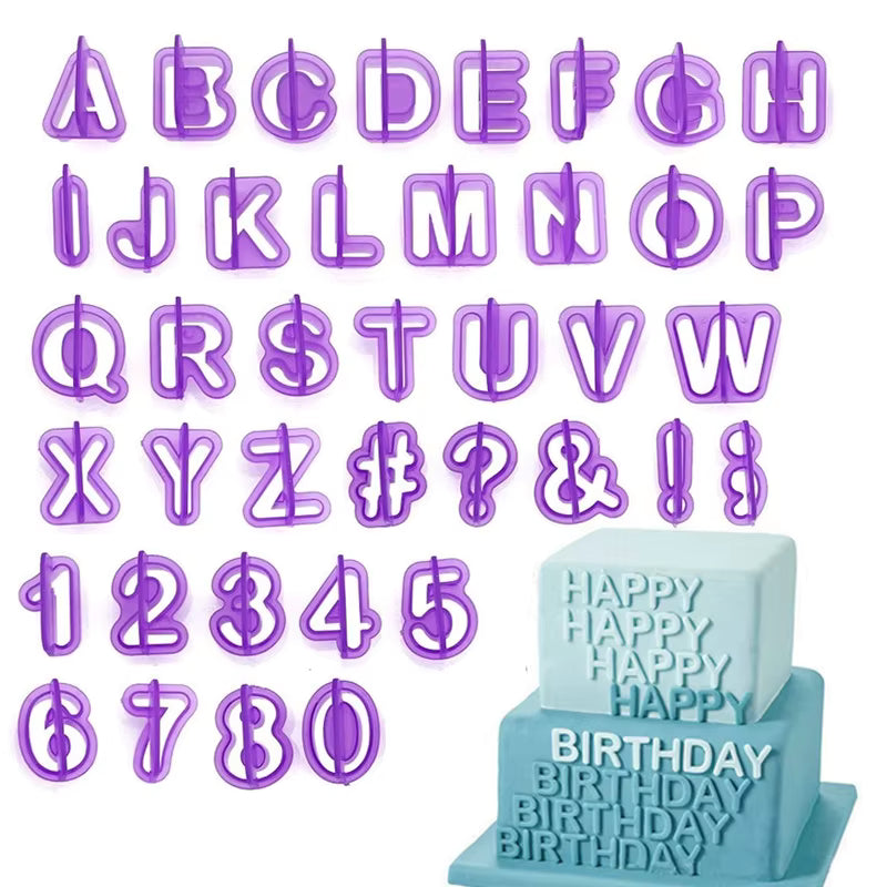 Upper and Lowercase Alphabet With Symbols Cutter  64Pcs Set Plastic