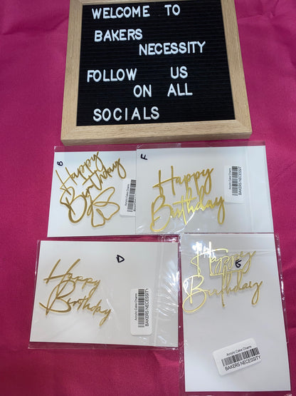Happy Birthday Gold Cake Side Charm