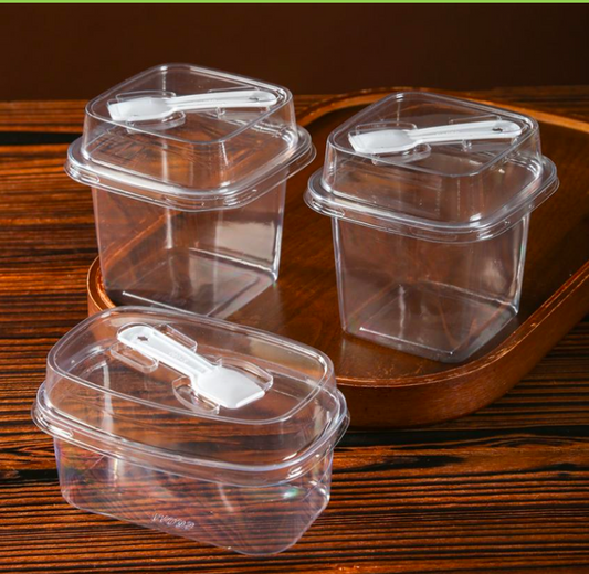 Tiramisu Pastry Box with Spoon and Lid