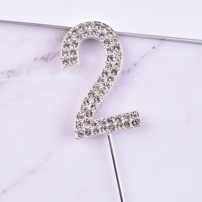 Rhinestone Number Cake Topper